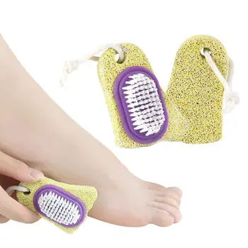 

2 In 1 Foot Scrubbing Clean Brush with Nature Pumice Exfoliator Stone Pedicure Calluses Remover Smooth Dry Skin Scrubber Massage