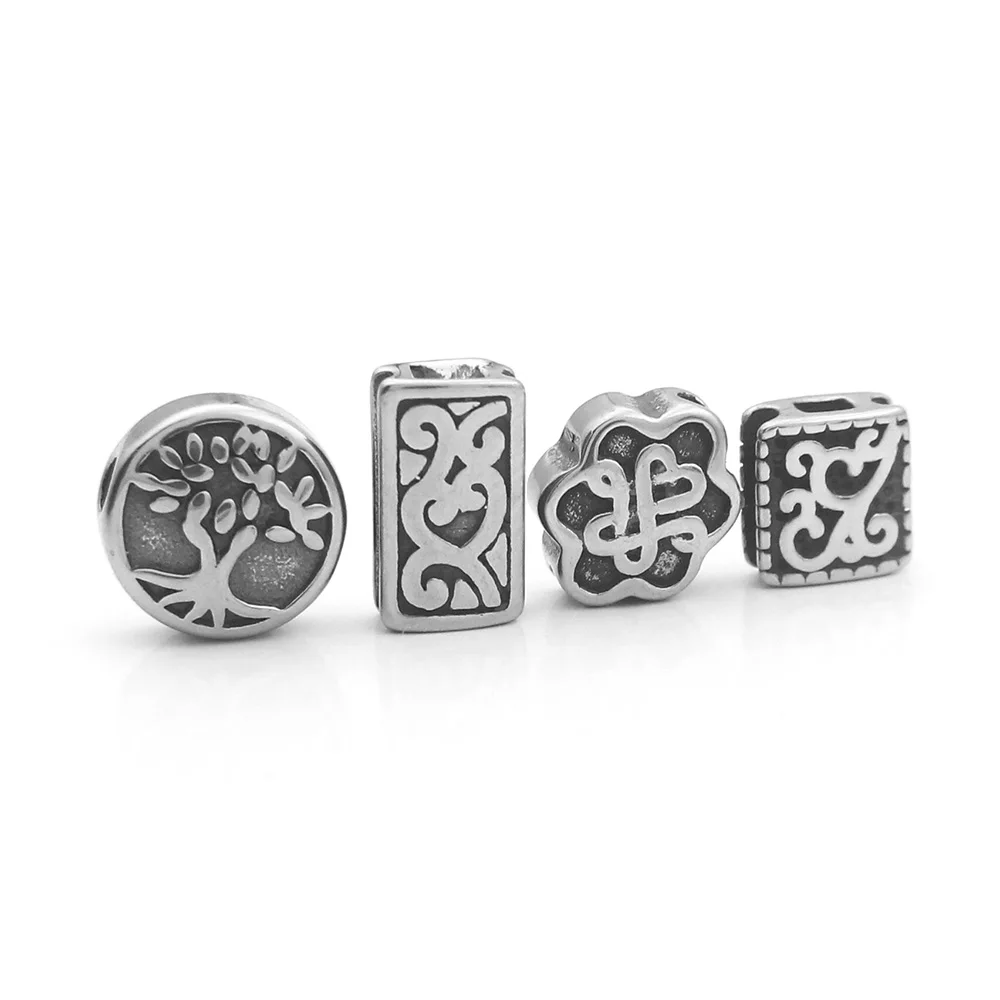 

316L Stainless Steel Knot Tree of life European Charms Beads Small Holes Beads For DIY Beaded Bracelets Jewelry Making