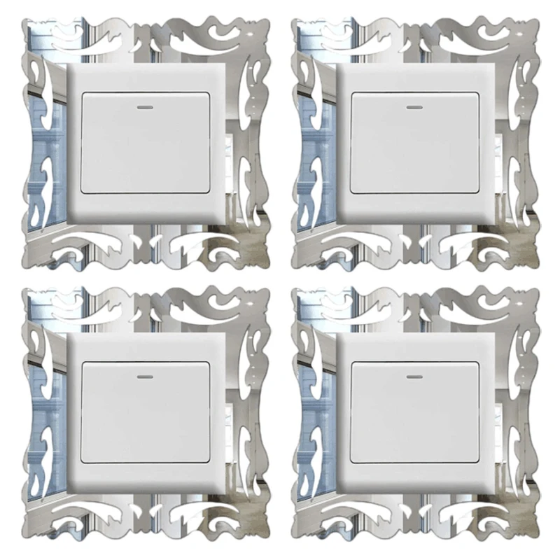 4 PCS New Mirror Switch Sticker Wall Decorated with Adhesive Home Decoration | Дом и сад