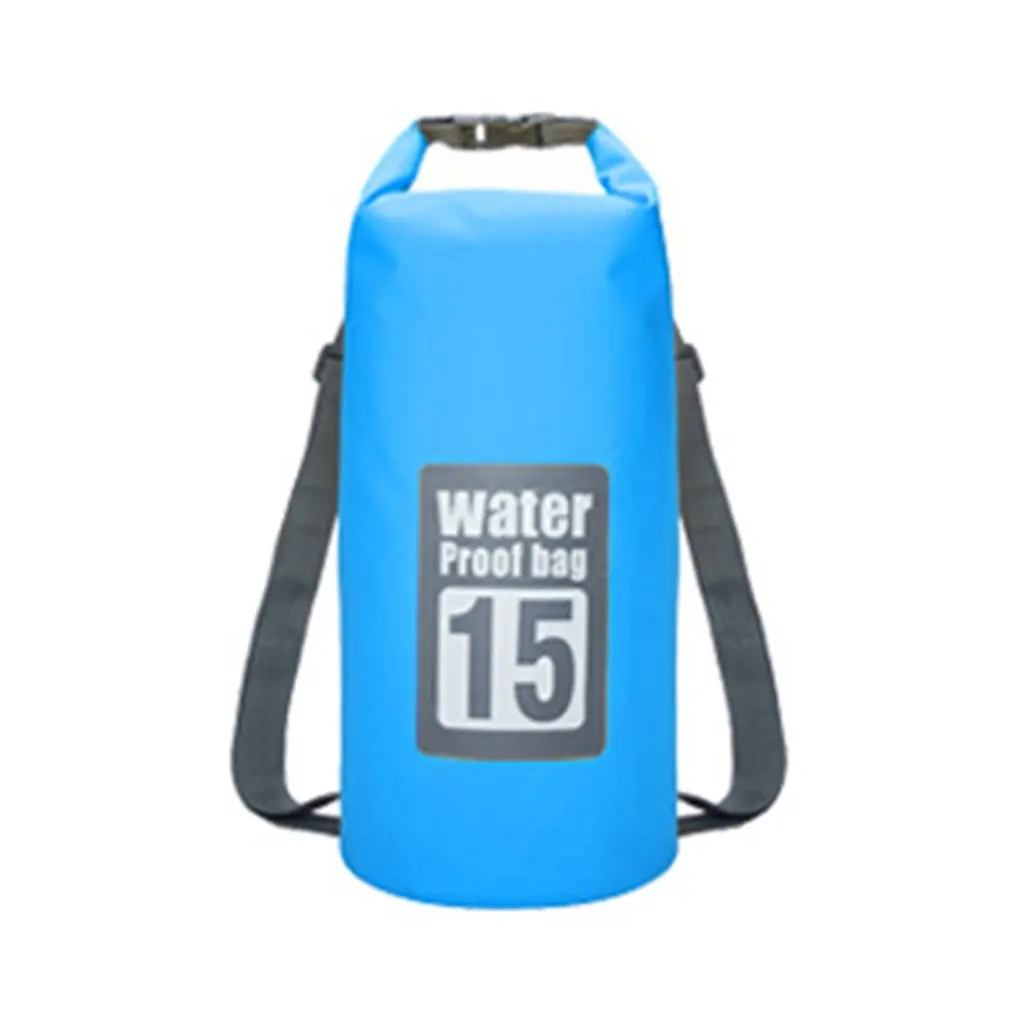sky blue 15L Водонепроницаемая сумка для плавания, рюкзак для сухого плавания, складная дорожная сумка для хранения, большая емкость для каноэ, рафтинга на каяке - Цвет: sky blue 15L
