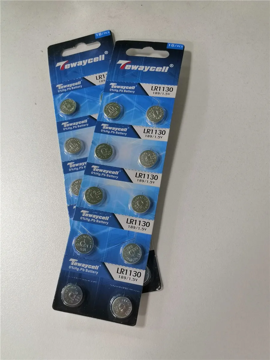 2 packs 20pcs /lot 0% mercury 1.5V AG10/LR1130 button battery watch induction lamp alkaline battery