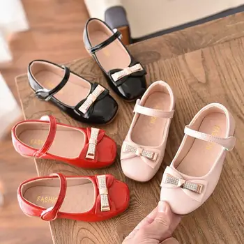 

CO01 2020 Spring autumn Children girl bright pu shoes Girls bling bowknot Shoes Flat princess Shoes 27-36 XCRB-2 TX07