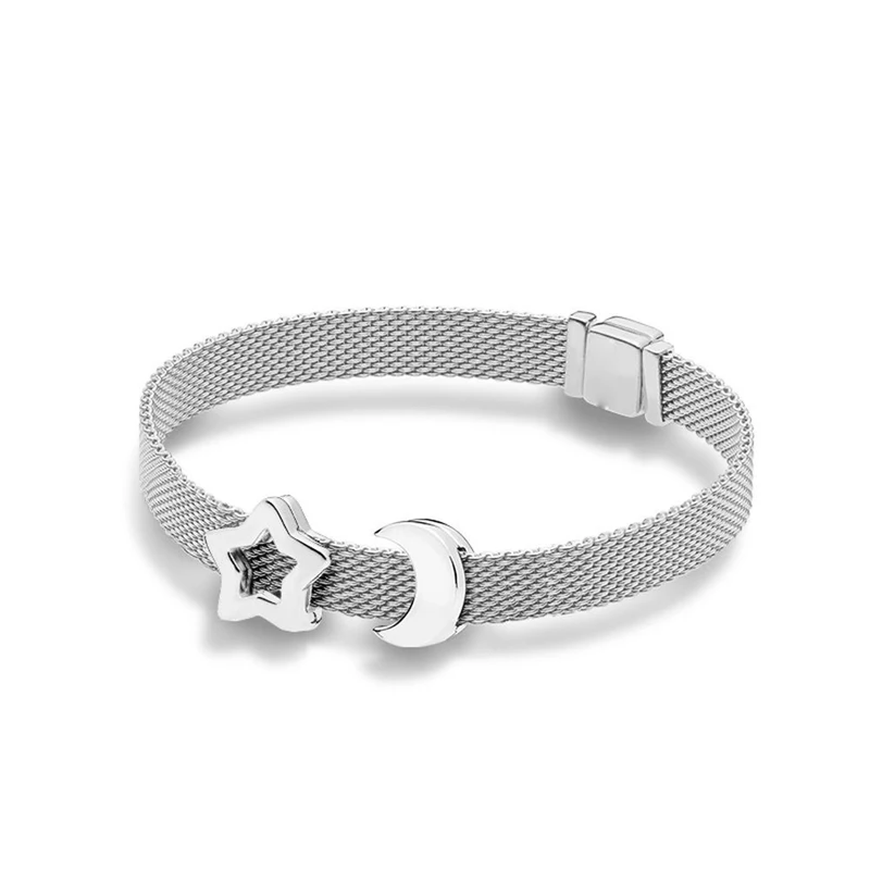 

BBee 925 Silver Fashion Romantic Star and Moon String DIY Bracelet Set Fit Original Pandora Charm Bracelet Women Jewelry Gifts