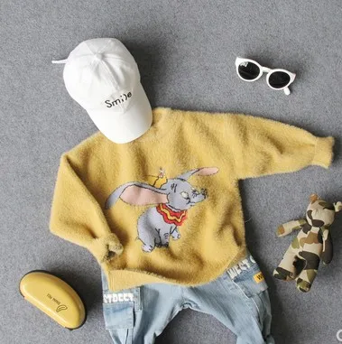 only sweater Рост 90-130 см, новинка года, осенне-зимний вязаный свитер из кашемира с круглым вырезом и рисунком норки для мальчиков 1 предмет, детский осенне-зимний свитер - Цвет: only sweater