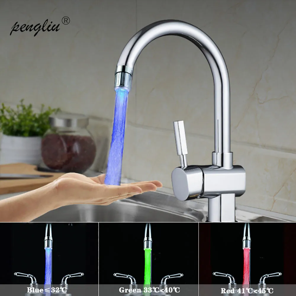 1PCFaucetLEDLightTapNozzleRGBColorsChangeBlinkingTemperatureFaucetAeratorWater