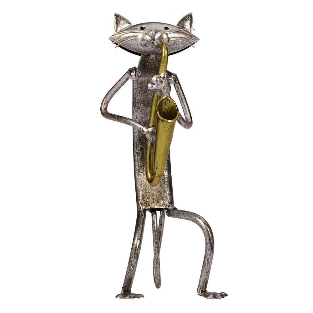Gift Cat Sculpture Desk Decorative Crafts Figurine Living Room Modern Simple Small Handmade Home Ornament Office Iron Art