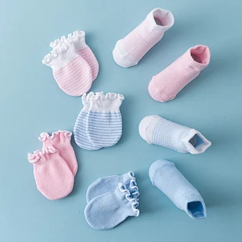 

4 Pairs Children Kids Baby Newborn Socks Gloves Anti-scratch Breathable Elasticity
