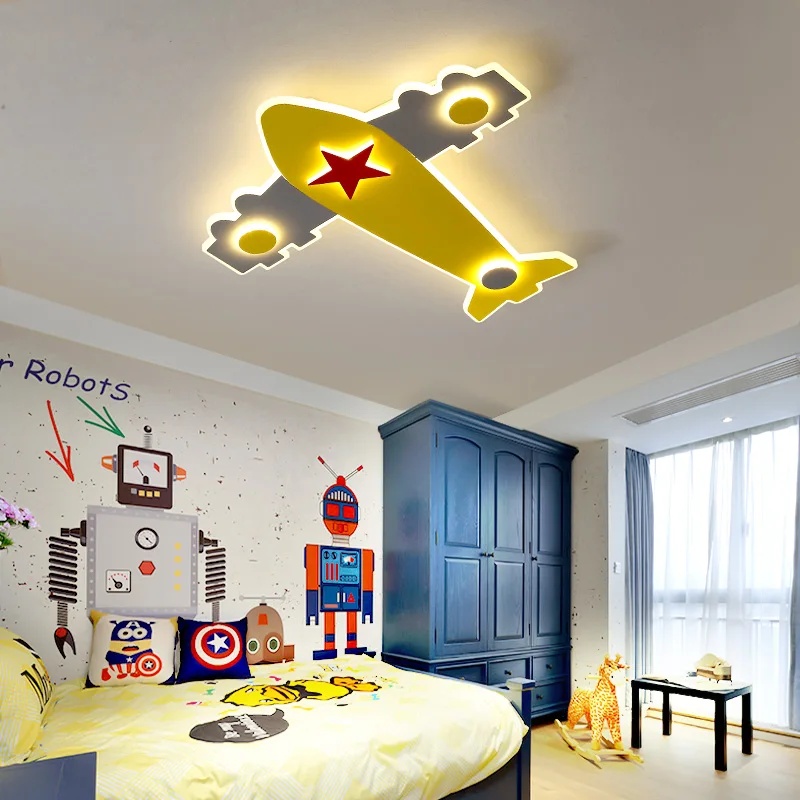 

Ceiling Chandelier luminaire for children Baby kids bedroom Cartoon Airplane Red Blue light fixtures Modern Chandelier for baby