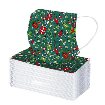 

50/100pc Disposable Face Mask Masque Unisex Christmas Printed Soft Protective 3-layer Face Masks Mascarilla Lavable Mascarillas