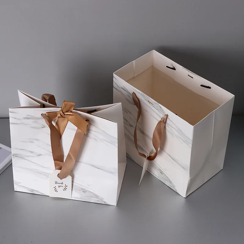 Белая мраморная Сумка-тоут, Подарочная сумка из крафт-бумаги, подарки на день рождения, свадьба, с ручной платьем, сумка-тоут, простая, красиво оформленная