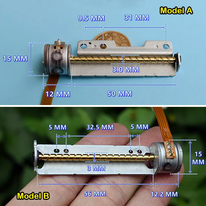 15MM 2-phase 4-wire Micro Stepper Motor Two-phase Four-wire Micro Mini Electric Step Motor with Screw Rod Model Japan Imported