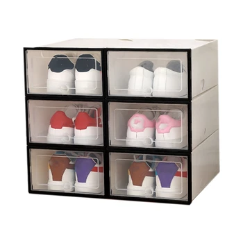 

6PCS Thick Transparent Flip Shoe Box Drawer Box Plastic Shoe Box Stackable Box Storage Shoe Box Storage Box