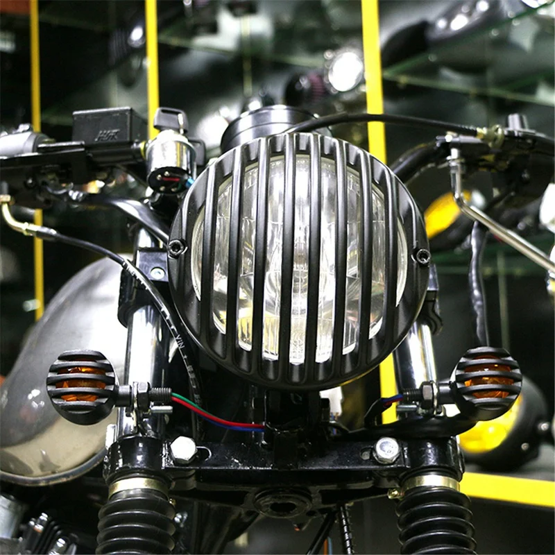 5 дюймов фара мотоцикла гриль тюрьма Чоппер поплавок фара для Harley Кафе Racer Bobber Xs650 Cb750 Heritage Softail Spor