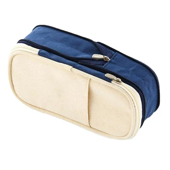 

Double Layers Pencil Pen Case Office School Students Large Capacity Storage Bag EM88