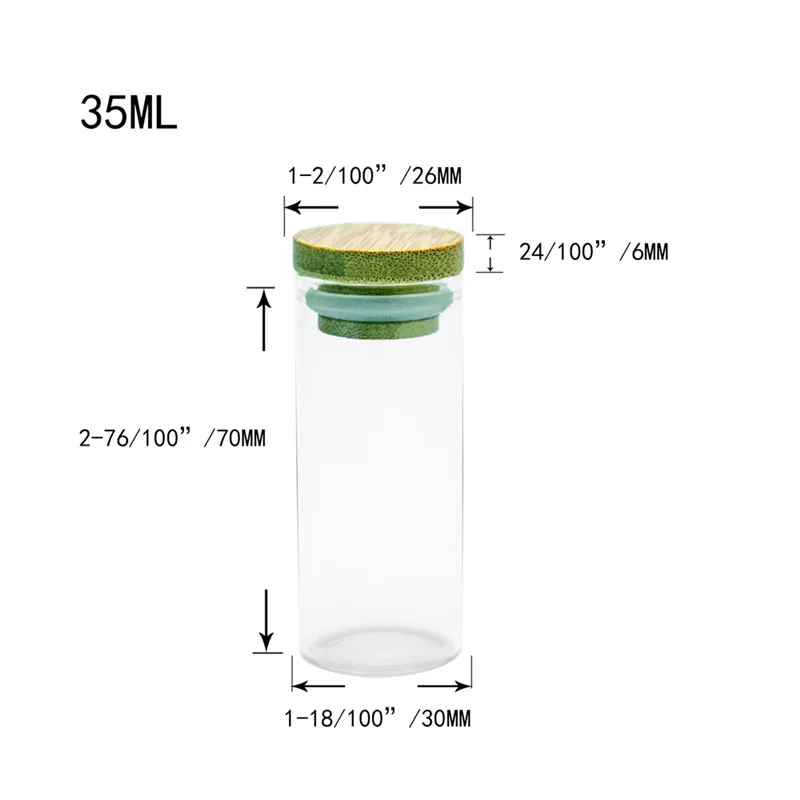 5 шт., Мини Стеклянная бутылка с бамбуковой крышкой, стеклянные банки для хранения чая, кофе, фасоли, конфеты, еда, деревянная крышка, многофункциональные герметичные бутылки - Цвет: 30x70mm-35ml