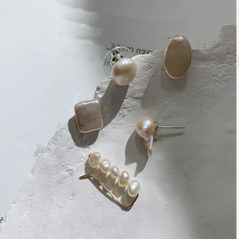 

New Design Handmade Irregular Natural Freshwater Pearl Set Earrings baroque pearl Stud Earrings for za 2020 women Gift Brincos