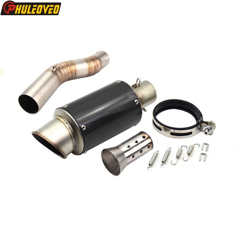 Motorcycle Exhaust Middle Link Pipe for Suzuki GSXR1000 GSX-R1000 2005 2006 with Carbon Fiber Exhaust Silencer Muffler Escape