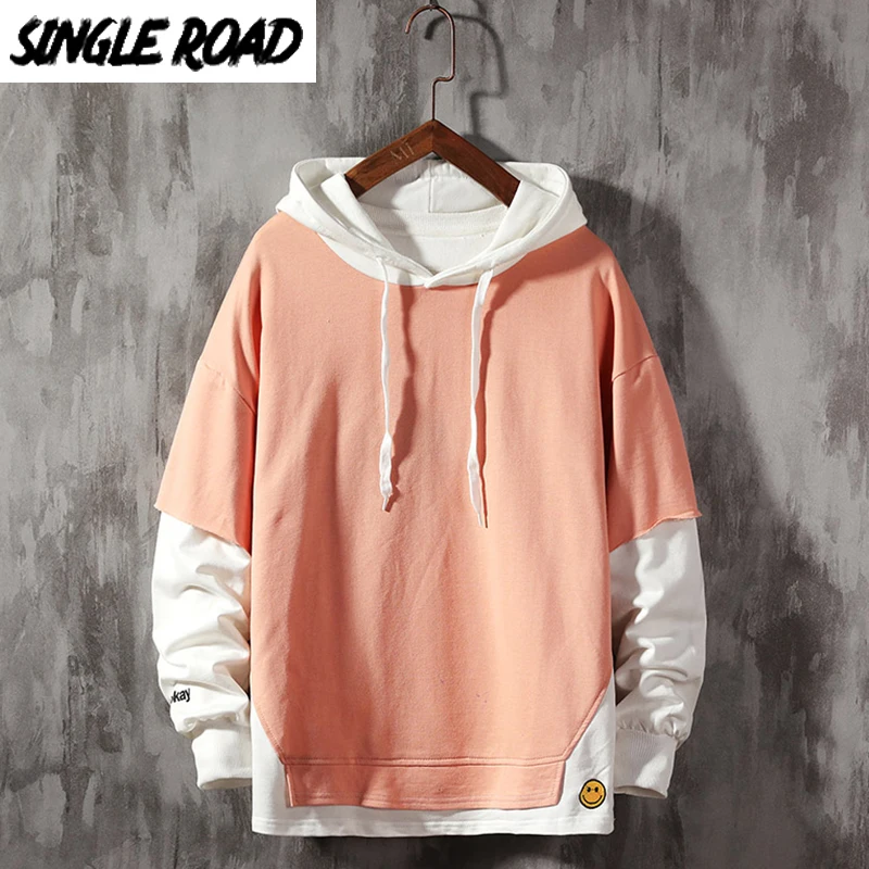 SingleRoad Men's Hoodies Plain Solid Patchwork Sweatshirt Male Hip Hop Harajuku Japanese Streetwear Pink Hoodie Men Sweatshirts SingleRoad Men's Hoodies Plain Solid Patchwork Sweatshirt Male Hip Hop Harajuku Japanese Streetwear Pink Hoodie Men Sweatshirts