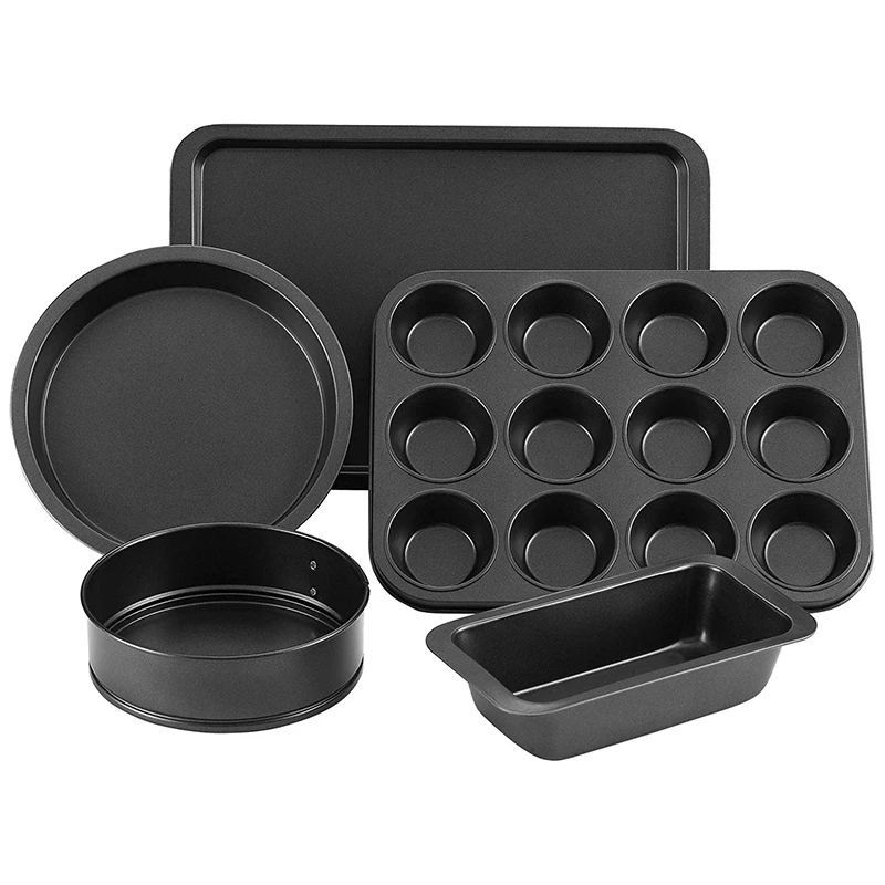 

Best 5 Piece Baking Tray Set Baking Equipment-with Muffin Tray, Oven Tray, Cake Tray, Bread Tray and Honeycomb Bottom Cake Mold