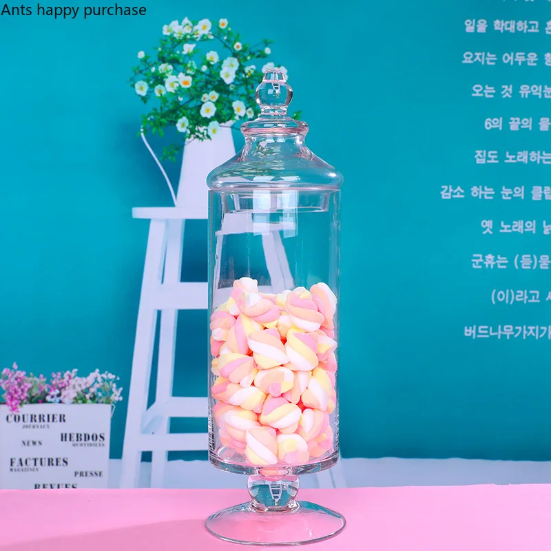 European Style Transparent Glass Food Candy Jar with Lid Decoration Household Glass Storage Jar Wedding Arrangement Decoration 3