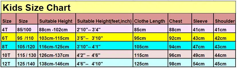 Kids size Chart