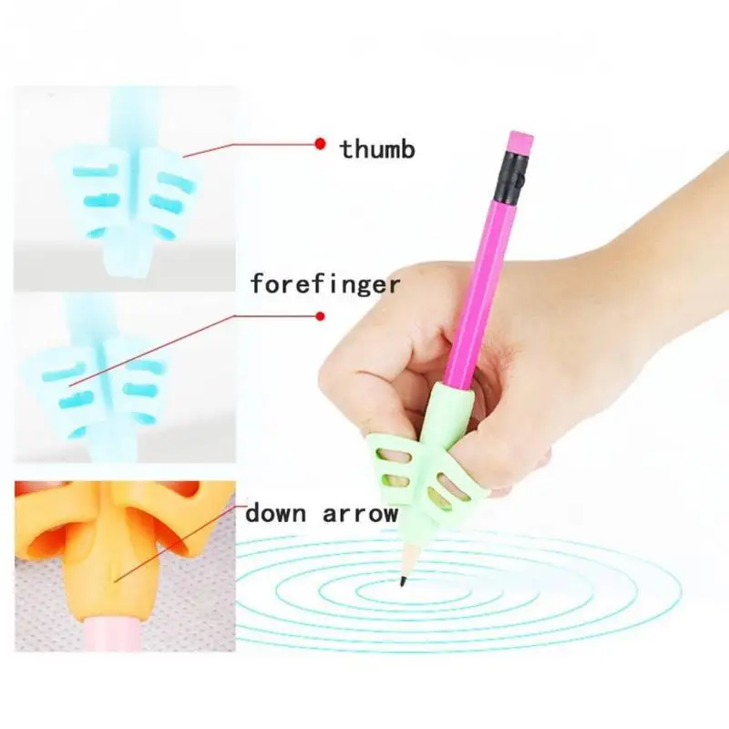 3pcs Children Writing Pencil Pen Holder Kids Learning Practise Silicone Pen Aid Grip Posture Correction Device for Students