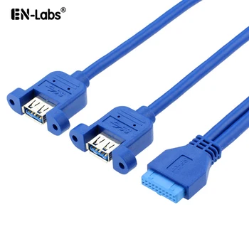 

Panel Mount USB Cable - Motherboard 9Pin/20Pin to 2 USB A Female Splitter USB3.0 Cable w/ Screws
