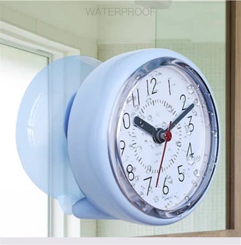 

Creative Bathroom Sucker Personality Anti-Fog Waterproof Mute Kitchen Bathroom Clock Refrigerator Small Wall Clock