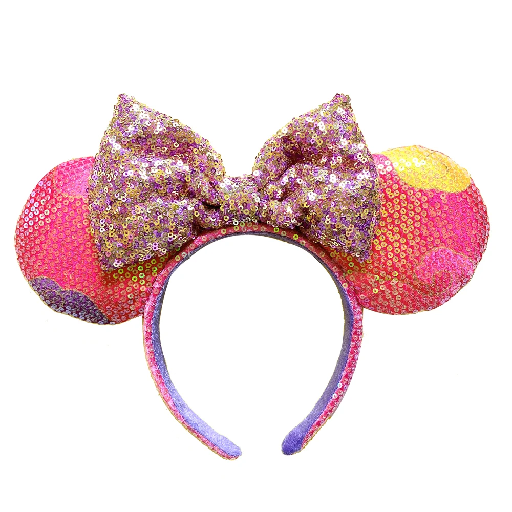 Disney Minnie Mouse Ears Headband Mermaid glitter Bows EARS COSTUME Headband Cosplay Plush Adult/Kids Headband Gift