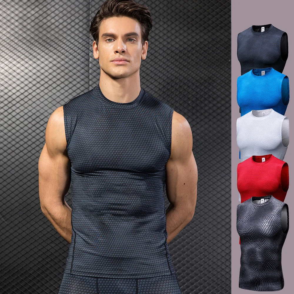Mens Compression Vests Athletic Tank Tops Gym Basketball Running Shirts Cool Dry 