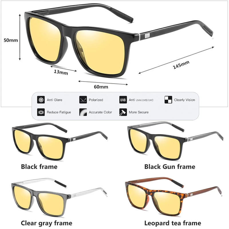 Square Women Leopard Photochromic Sunglasses Men Day Night Vision Driving Glasses Polarized Female Chameleon lentes de sol mujer