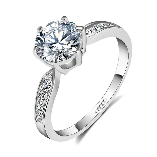 Love Heart Engagement Ring With Austrian Crystals - Proposal Gift For Women Size US 7