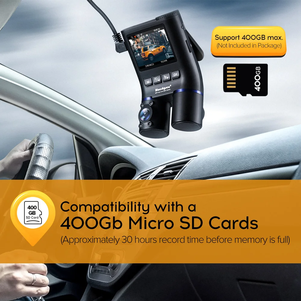 Автомобильный видеорегистратор Blueskysea B2W HD 1080P с ИК подсветкой ночным