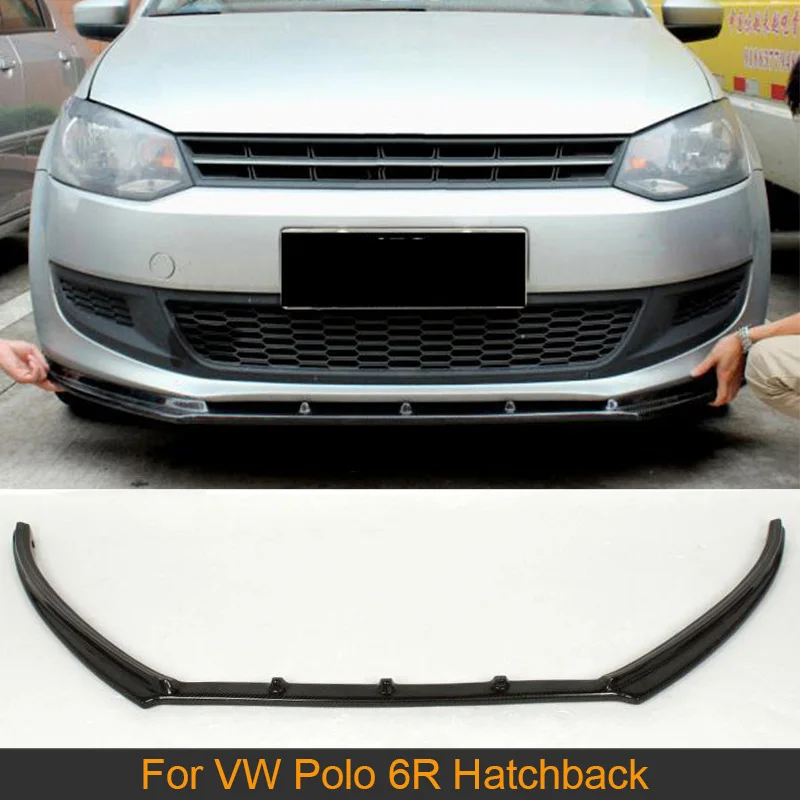 Передний бампер из углеродного волокна спойлер для Volkswagen VW Polo 6R Hatchback 2011 2013 Non for GTI