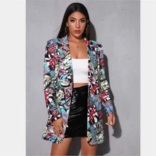 

2021 Spring Fashion New Foreign Trade Non-Positioning Printing Ladies Casual Long-Sleeved Small Suit Top Trendy