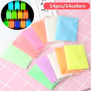 

14 Colors Acrylic Paint Glow in the Dark gold Glowing paint Luminous Pigment Fluorescent Powder painting for Nail Art supplies