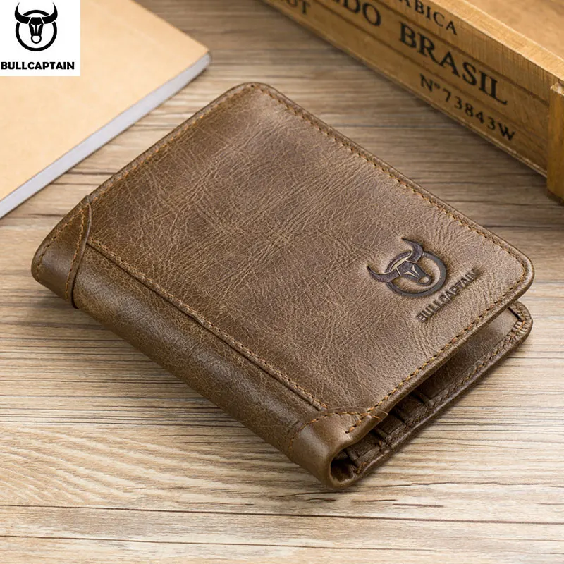 

BULLCAPTAIN 2019 New Arrival Genuine Leather Men Wallet Brand High Quality wallet Vintage Male Short Coin Purse wallet for money