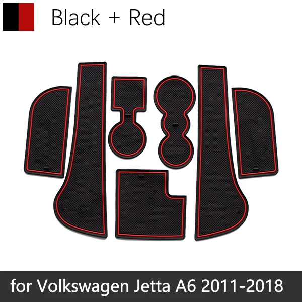 Противоскользящие резиновые чашки подушки двери паз коврик для Volkswagen VW Jetta A6 MK6 5C6 GLI 6 pre-Facel 2012~ аксессуары 2013 - Название цвета: Красный