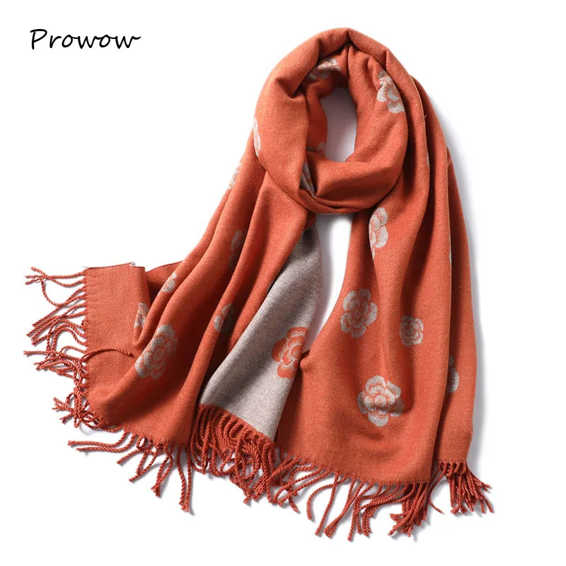 Женские кашемировые шарфы с рисунком камелии, двухсторонние, с кисточкой, для девушек, зимние, высокое качество, шаль, горячая Распродажа, хиджаб, шарф, D087