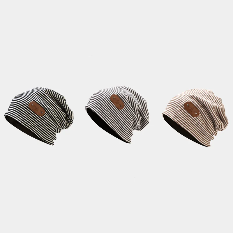 Striped Print Women Hat Ladies Autumn Winter Hats Fashion Hip-hop Slouchy Beanie Girls Chapeu Feminino Cotton Cap 6