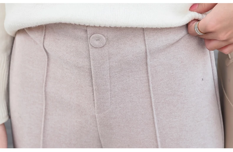 Ankle-Length Women Woolen Pants Wide Leg Pant 2019 New Fashion Autumn Winter Wear High Waist Loose Female Black Beige Trousers (2)