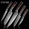XITUO 5PCS Set Kitchen Knife Damascus Laser Stainless Steel Blades Chef Knife Santoku knife Utility Paring knives Cooking Tools ► Photo 1/6