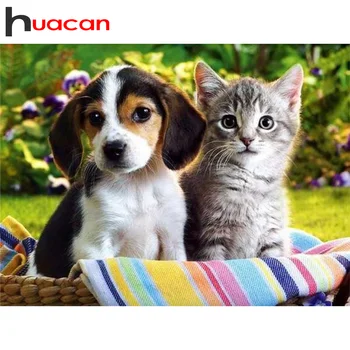 

Huacan Diamond Painting Full Square/Round Dog 5D DIY Diamonds Embroidery Animal Cat Kits Decorations Home