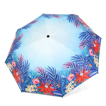 

Creative Illustration Flower and Sea Umbrella Anti-UV Outdoor Beach Travel Woman Umbrellas Easy To Carry sun/rain Rain Gear