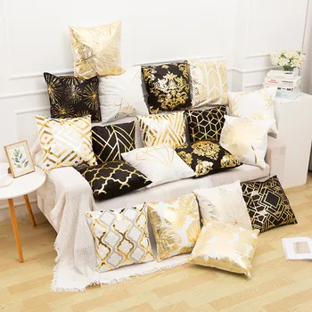 

Hot gold pillow case custom amazon hot style home European classic Home living Room Decorative Sofa hot gold waist pillow case