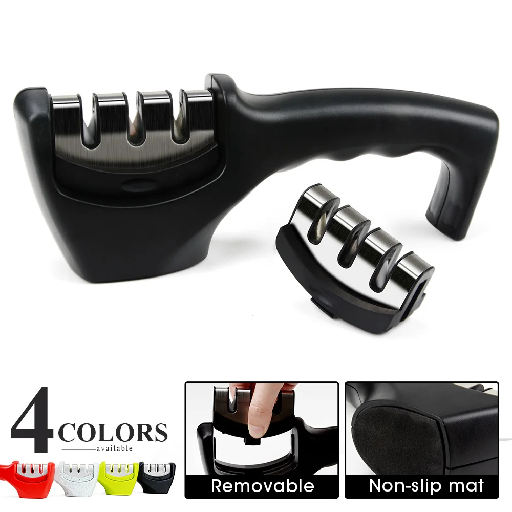 Knife Sharpener Blade Ceramic Rod Stainless-Steel Professional Diamond with Non-Slip-Base