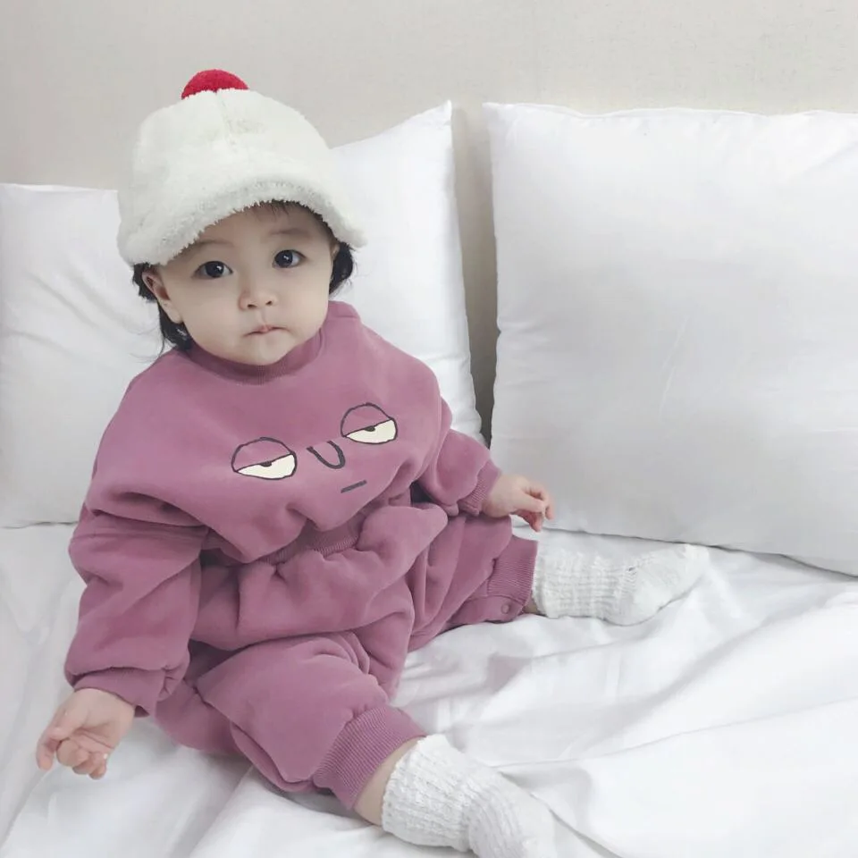

2019 Autumn And Winter New Style INS South Korea Baby Base Two-Piece Set Eyes CHILDREN'S Suit BABY'S Romper