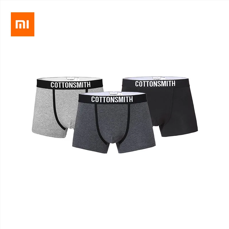 Xiaomi хлопковые мужские трусы из хлопка, 3 шт., трусы-боксеры, мягкие, эластичные шорты средней посадки, дышащие, удобные для хлопка