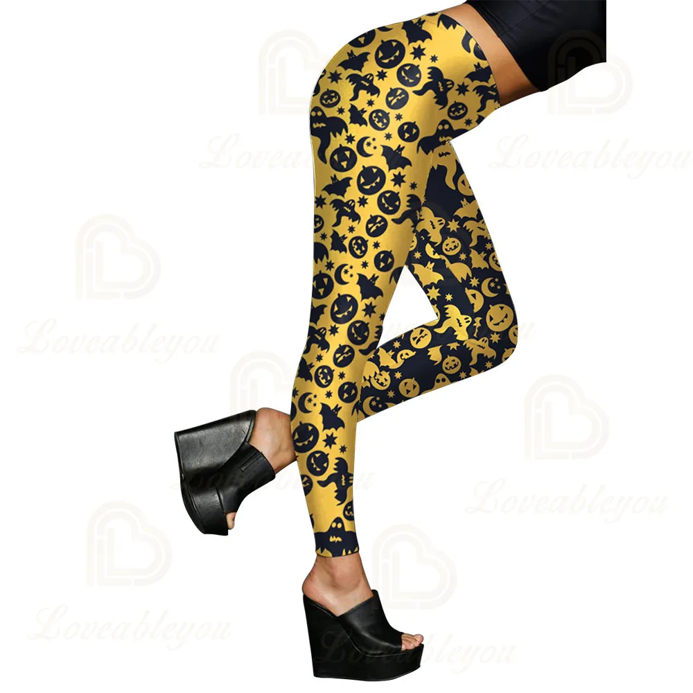 2020 New Women Halloween Leggings Mid Waist Workout Pants Lady Fitness Leggings Pumpkin 3D Printed Leggings