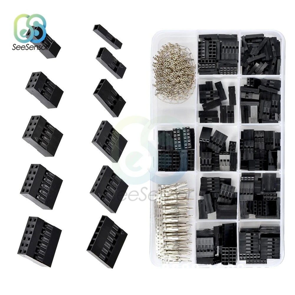 620 Pcs Jumper Wire Cable Pin Header Connector Housing Kit Male/Female Crimp Pins Terminal with Storage Box Wire Jumper Pin Connector 